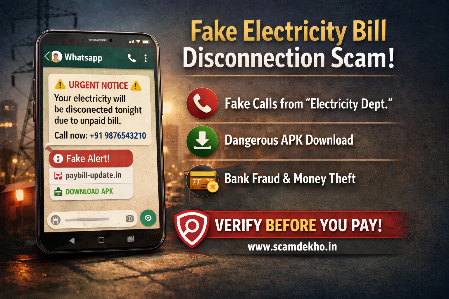 Fake Electricity Bill Disconnection Scam — How It Works and How to Stay Safe