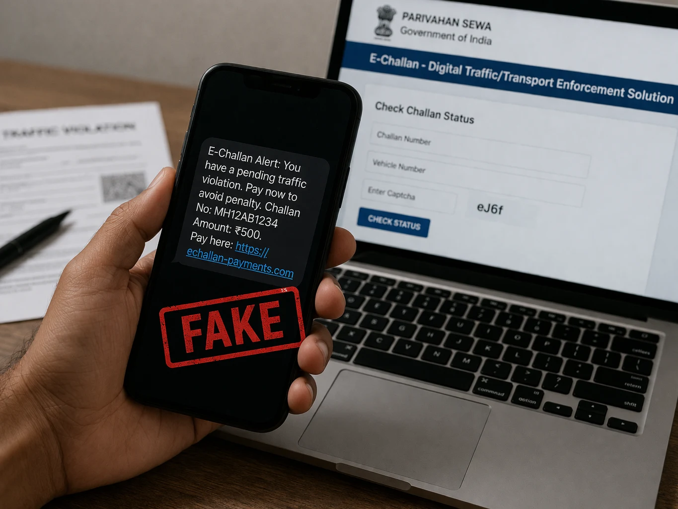 E-Challan Scam in India: How to Check Fake Traffic Challan Messages Easily